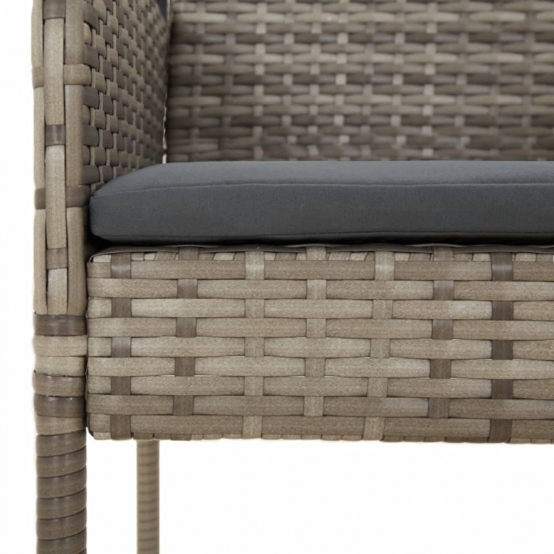 11-tlg. Garten-Essgruppe mit Kissen Schwarz & Grau Poly Rattan