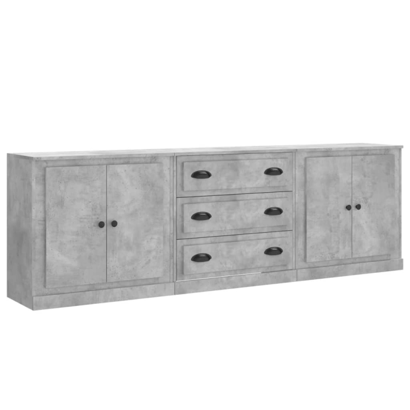 Sideboards 3 Stk. Betongrau Holzwerkstoff