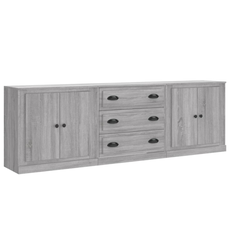 Sideboards 3 Stk. Grau Sonoma Holzwerkstoff