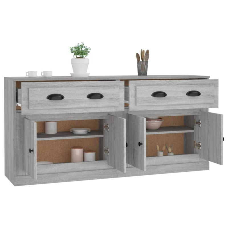 Sideboards 2 Stk. Grau Sonoma Holzwerkstoff