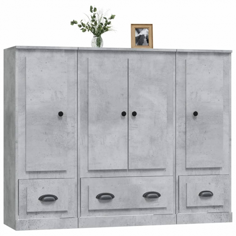 Highboards 3 Stk. Betongrau Holzwerkstoff