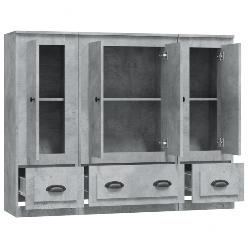 Highboards 3 Stk. Betongrau Holzwerkstoff