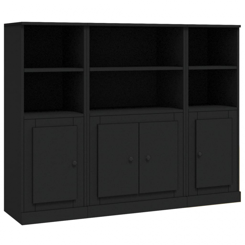 Highboards 3 Stk. Schwarz Holzwerkstoff