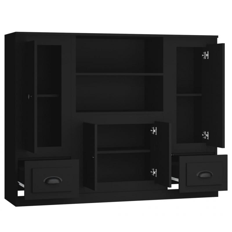 Highboards 3 Stk. Schwarz Holzwerkstoff