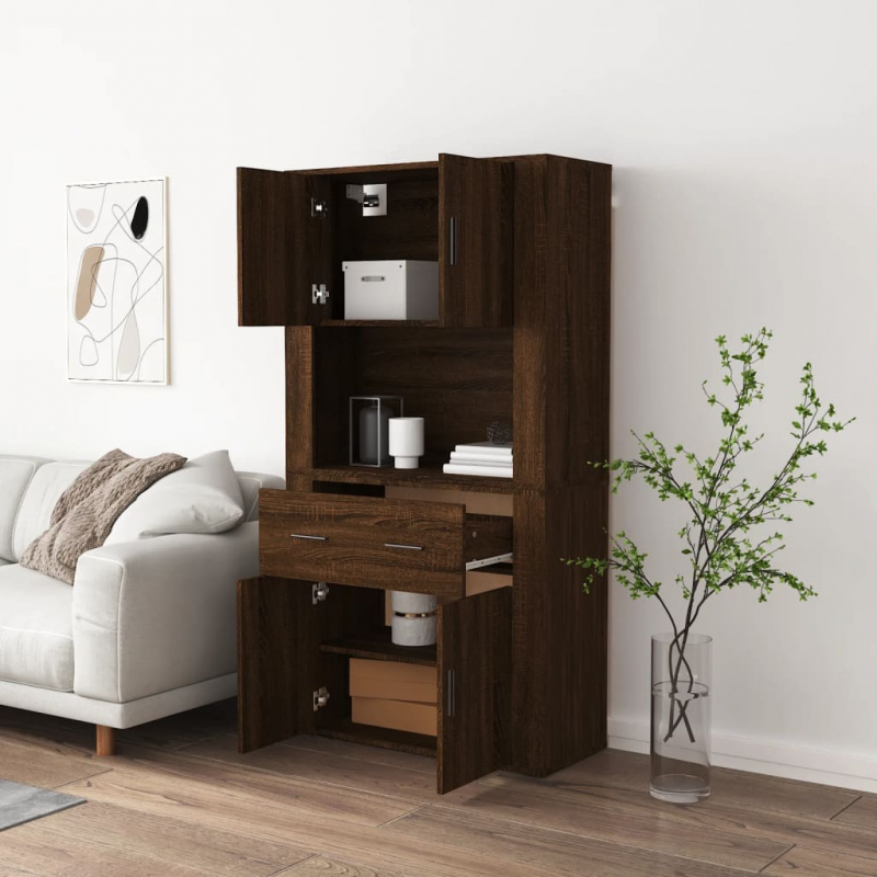 Highboard Braun Eichen-Optik Holzwerkstoff