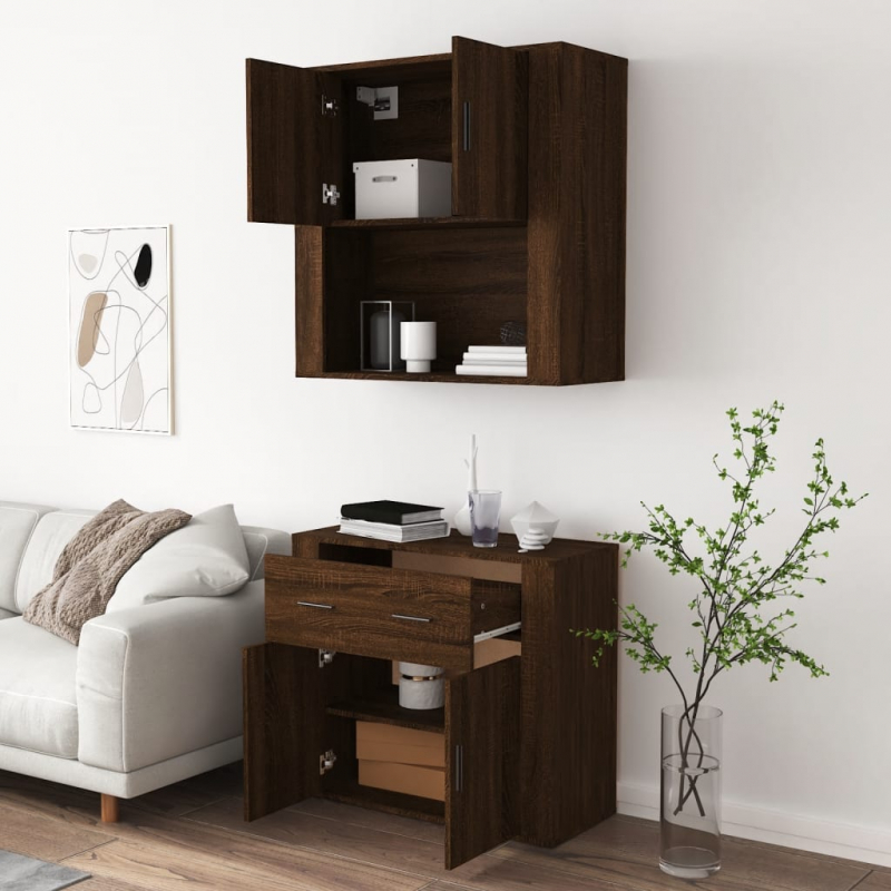 Highboard Braun Eichen-Optik Holzwerkstoff