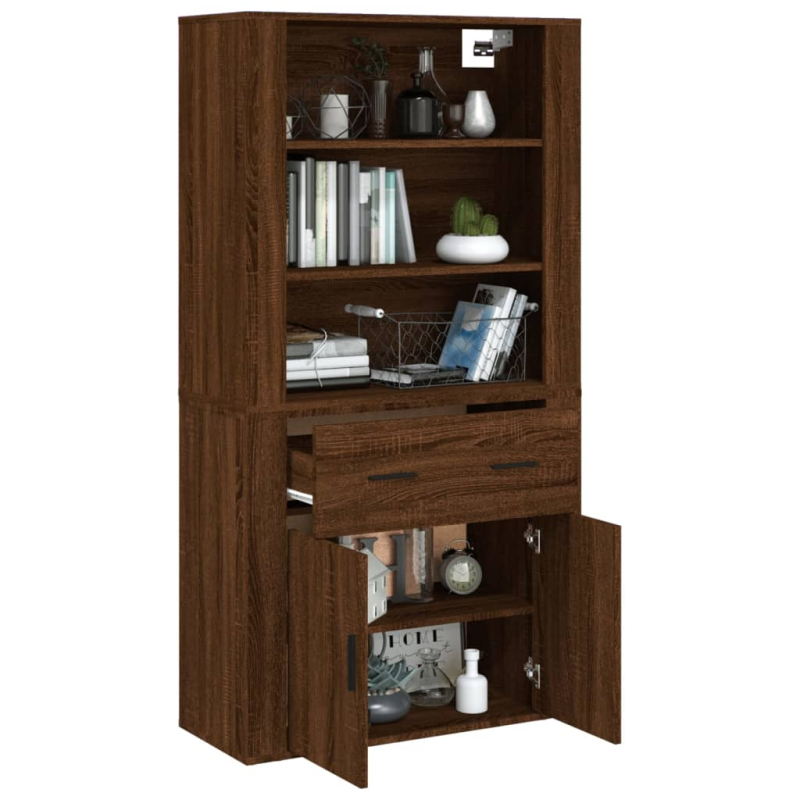 Highboard Braun Eichen-Optik Holzwerkstoff