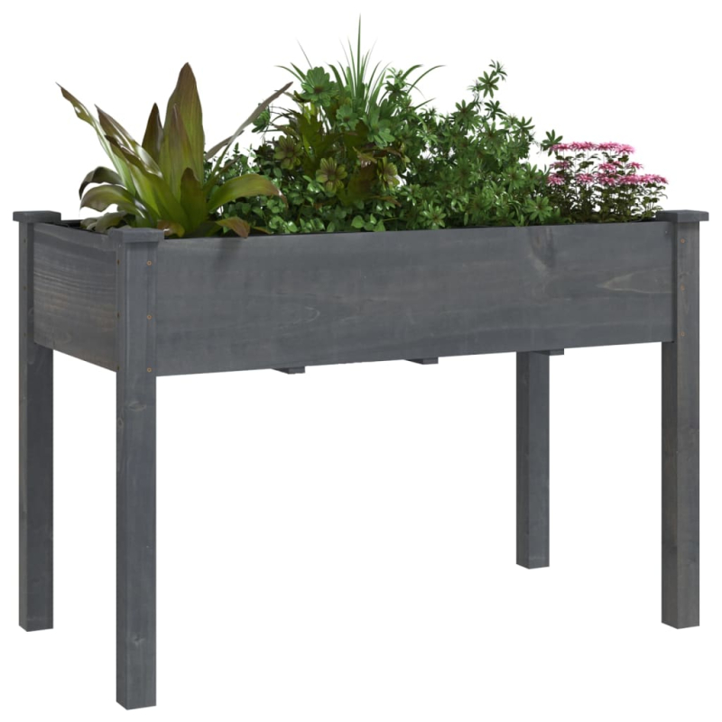 Pflanzkübel mit Einsatz Grau 118x59x76 cm Massivholz Tanne