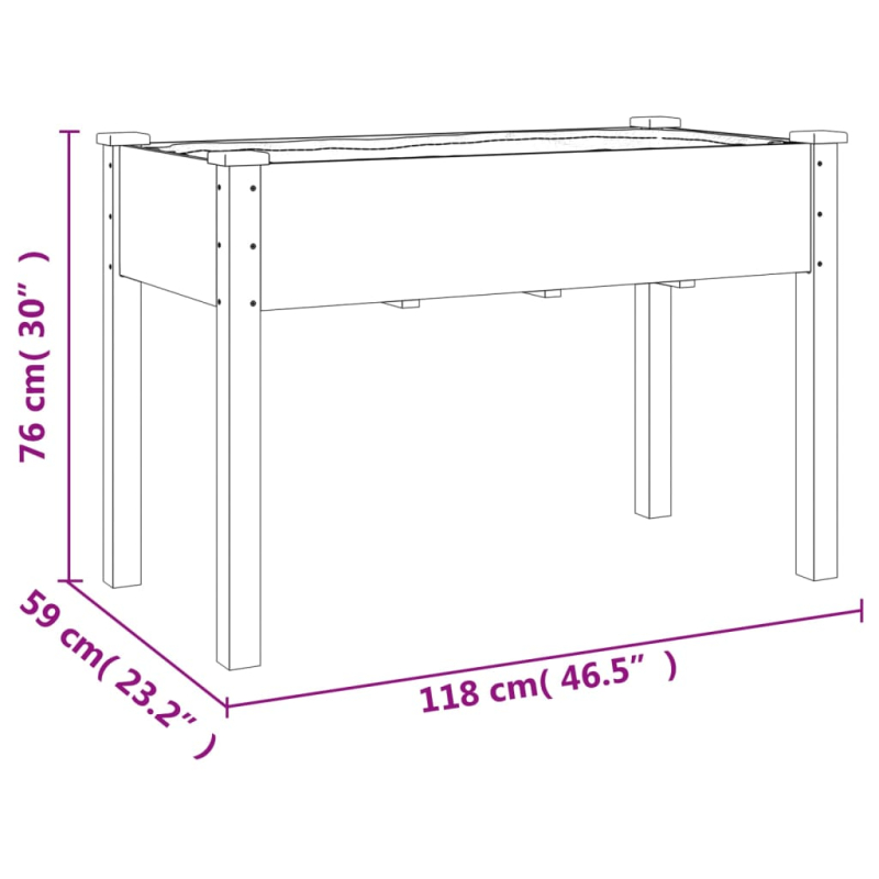 Pflanzkübel mit Einsatz Grau 118x59x76 cm Massivholz Tanne