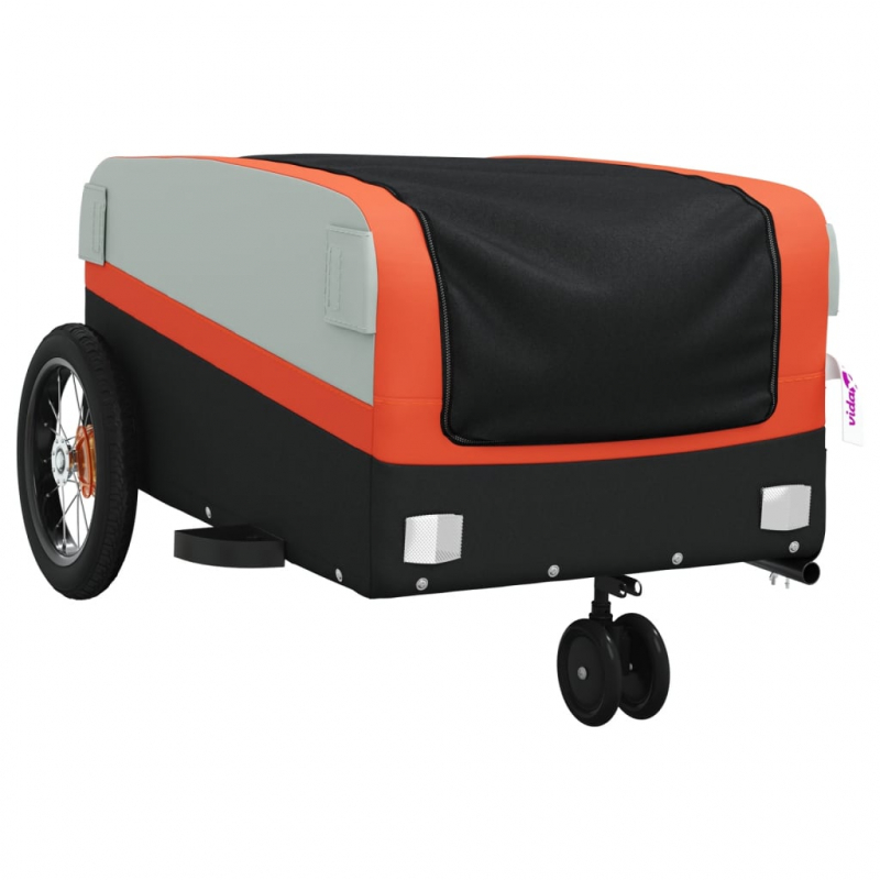 Fahrradanhänger Schwarz und Orange 30 kg Eisen