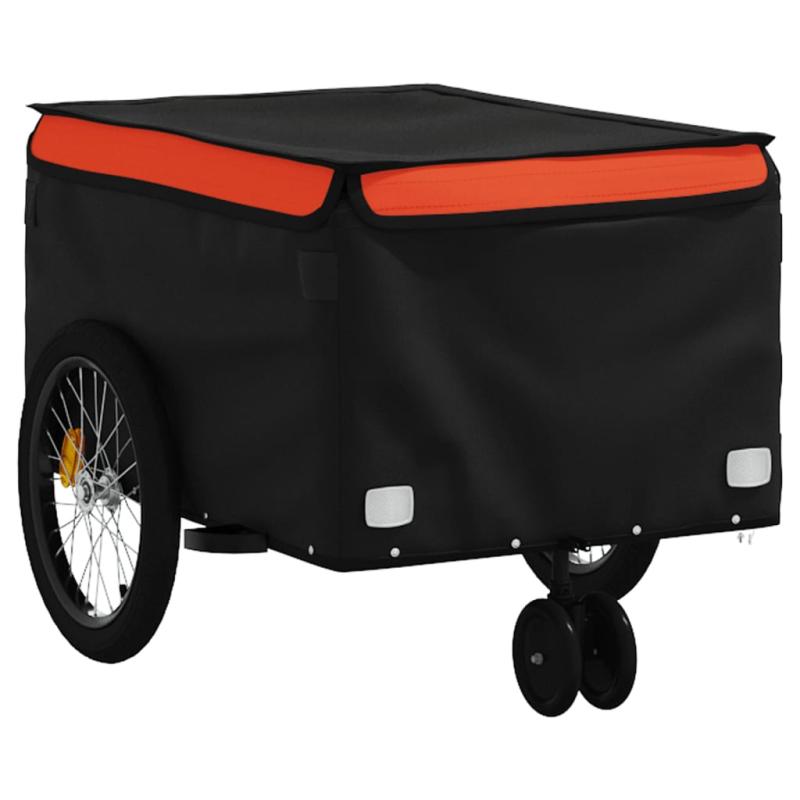 Fahrradanhänger Schwarz und Orange 30 kg Eisen
