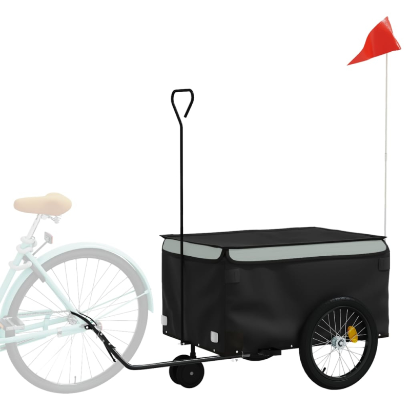 Fahrradanhänger Schwarz und Grau 30 kg Eisen