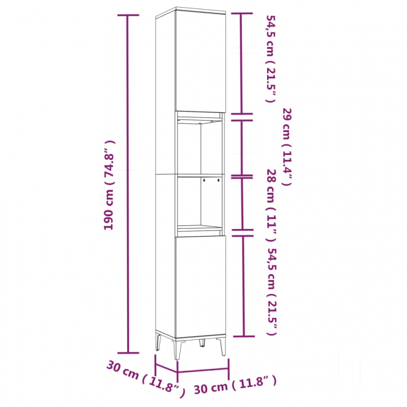 3-tlg. Badmöbel-Set Räuchereiche Holzwerkstoff