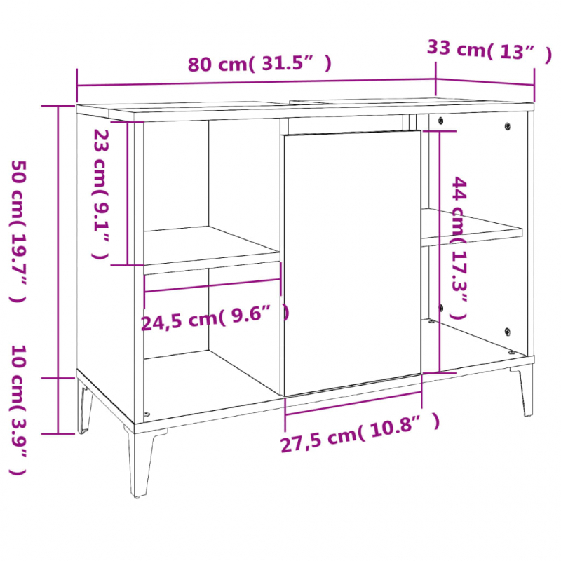 3-tlg. Badmöbel-Set Schwarz Holzwerkstoff