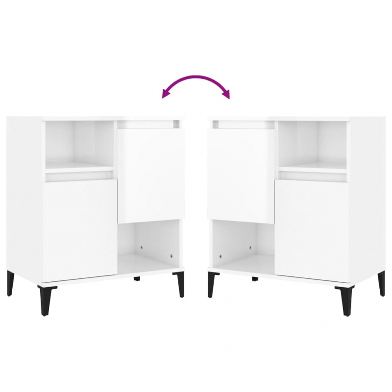 Sideboards 2 Stk. Hochglanz-Weiß 60x35x70 cm Holzwerkstoff