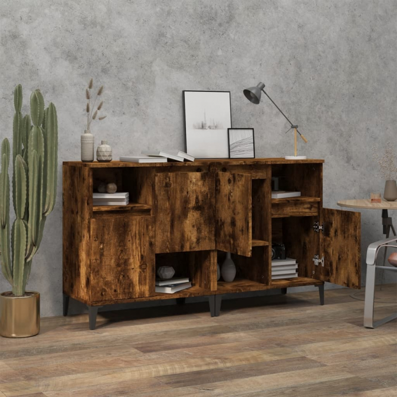 Sideboards 2 Stk. Räuchereiche 60x35x70 cm Holzwerkstoff