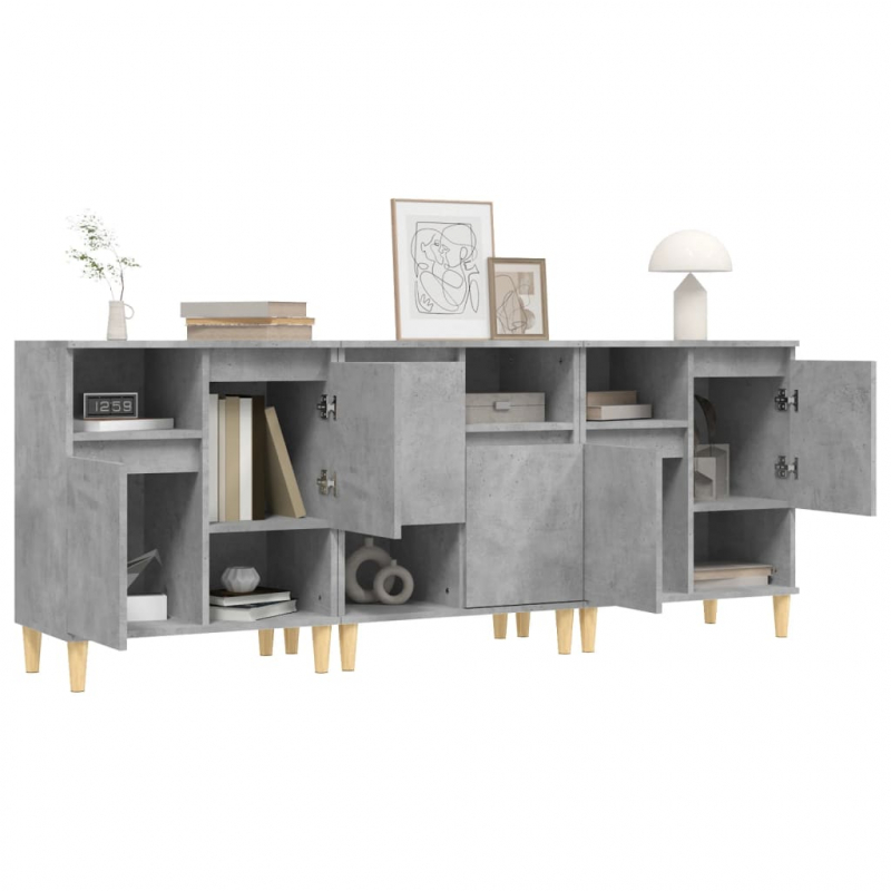 Sideboards 3 Stk. Betongrau 60x35x70 cm Holzwerkstoff