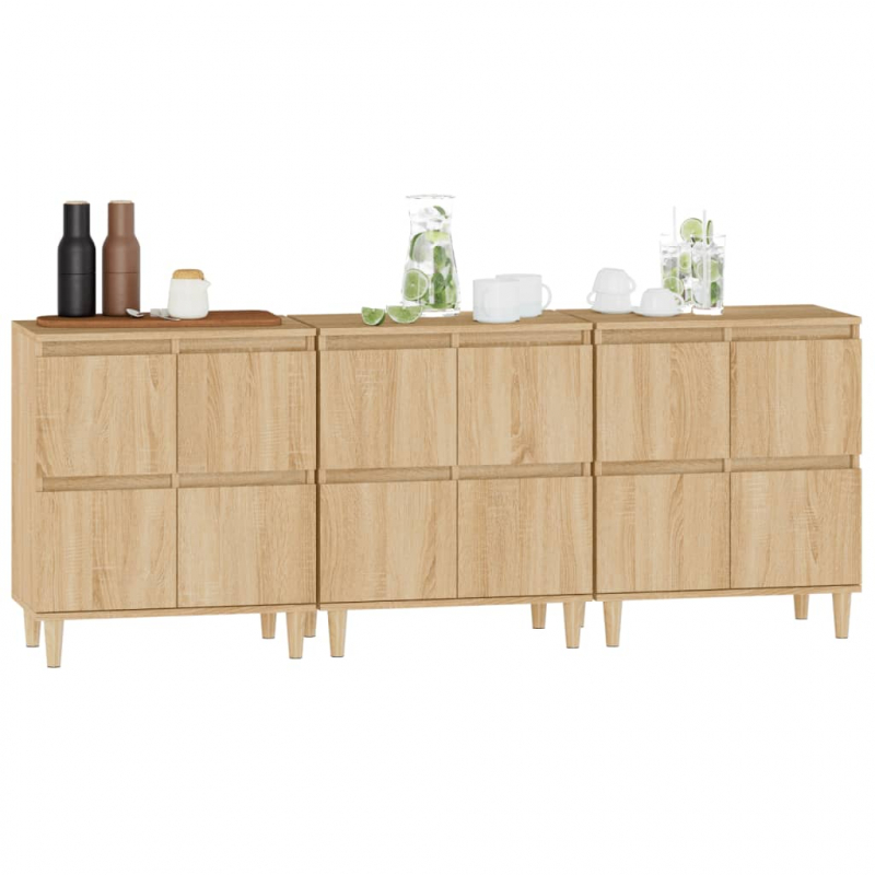 Sideboards 3 Stk. Sonoma-Eiche 60x35x70 cm Holzwerkstoff