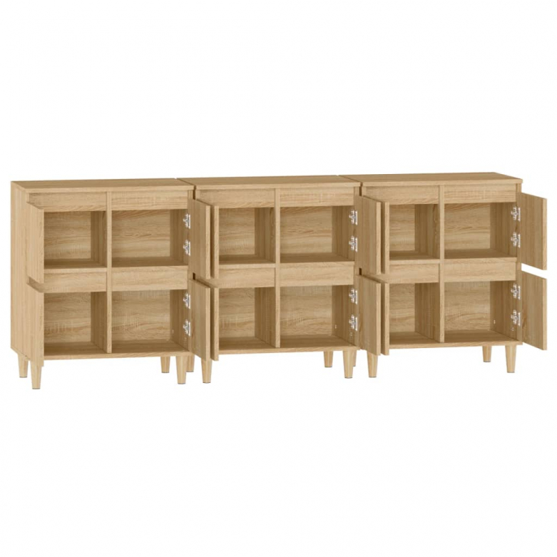 Sideboards 3 Stk. Sonoma-Eiche 60x35x70 cm Holzwerkstoff