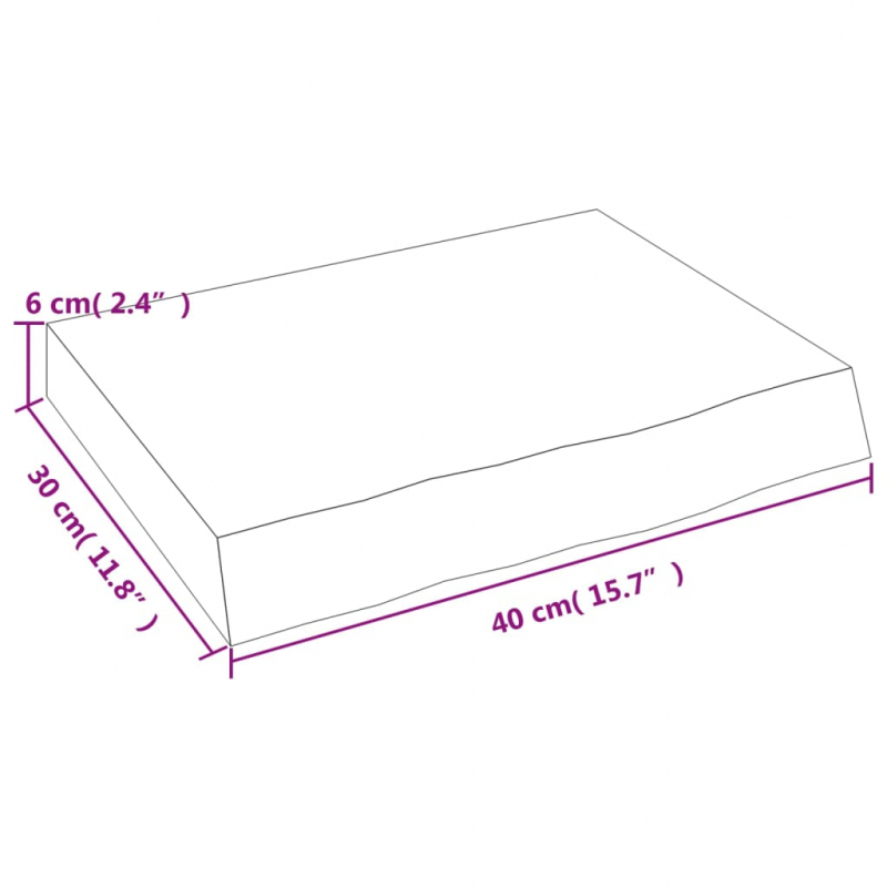 Waschtischplatte 40x30x(2-6) cm Massivholz Unbehandelt