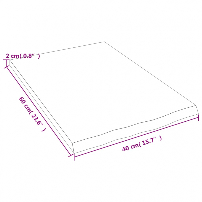 Waschtischplatte 40x60x2 cm Massivholz Unbehandelt