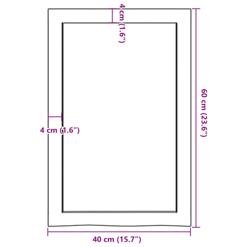 Waschtischplatte 40x60x(2-4) cm Massivholz Unbehandelt