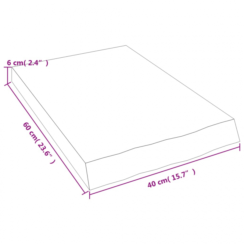 Waschtischplatte 40x60x(2-6) cm Massivholz Unbehandelt