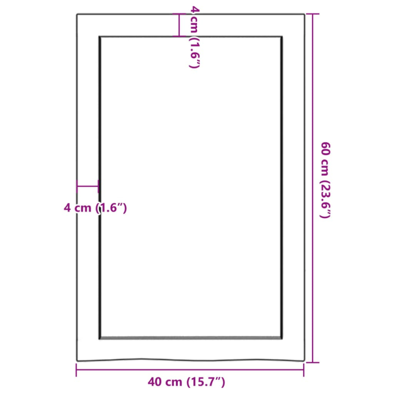 Waschtischplatte 40x60x(2-6) cm Massivholz Unbehandelt