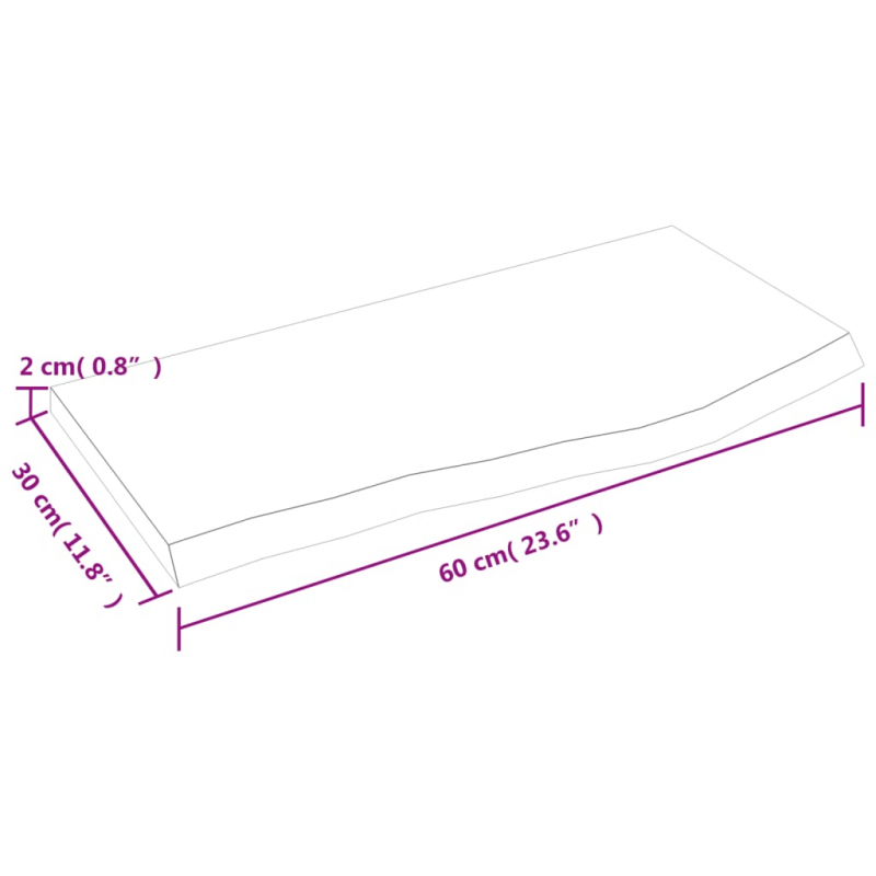 Waschtischplatte 60x30x2 cm Massivholz Unbehandelt