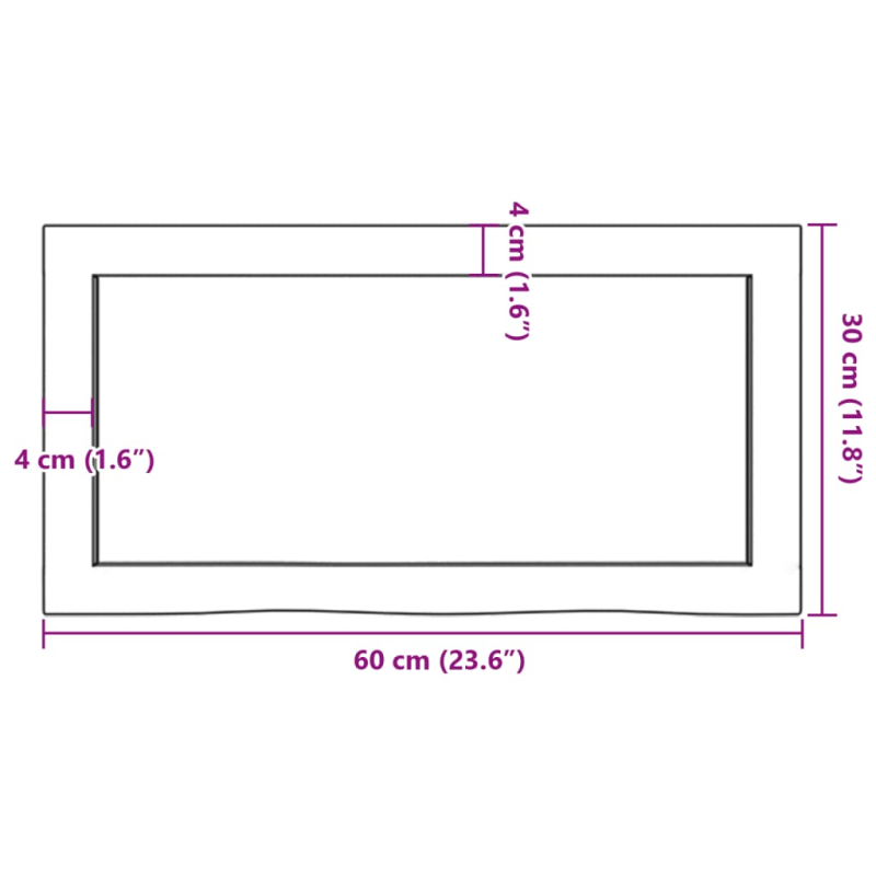 Waschtischplatte 60x30x(2-4) cm Massivholz Unbehandelt