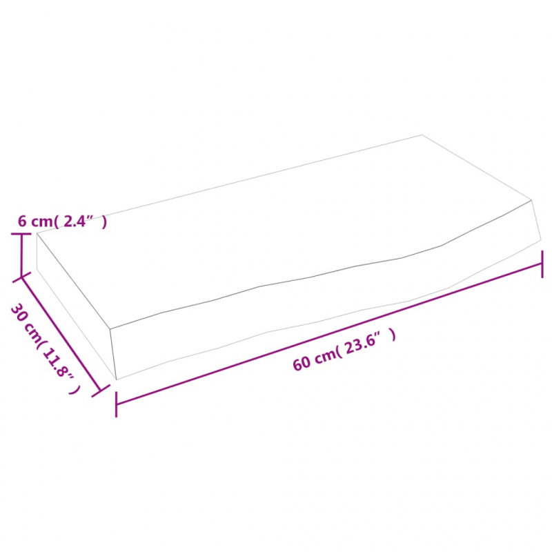Waschtischplatte 60x30x(2-6) cm Massivholz Unbehandelt