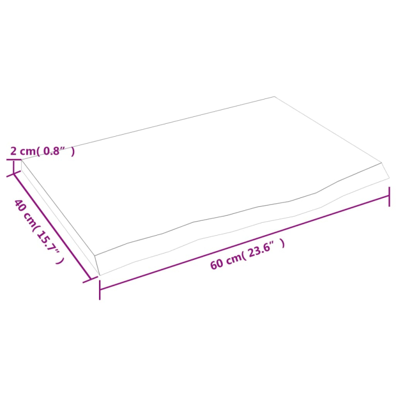 Waschtischplatte 60x40x2 cm Massivholz Unbehandelt