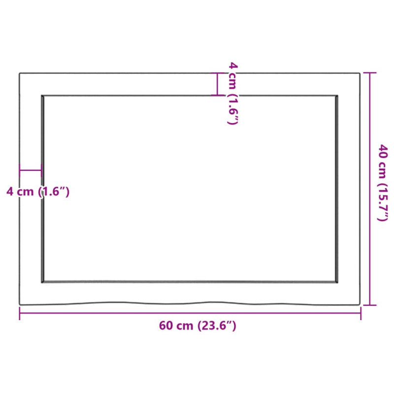 Waschtischplatte 60x40x(2-4) cm Massivholz Unbehandelt