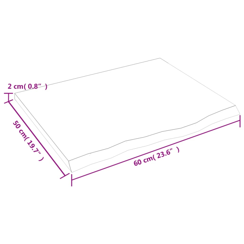 Waschtischplatte 60x50x2 cm Massivholz Unbehandelt