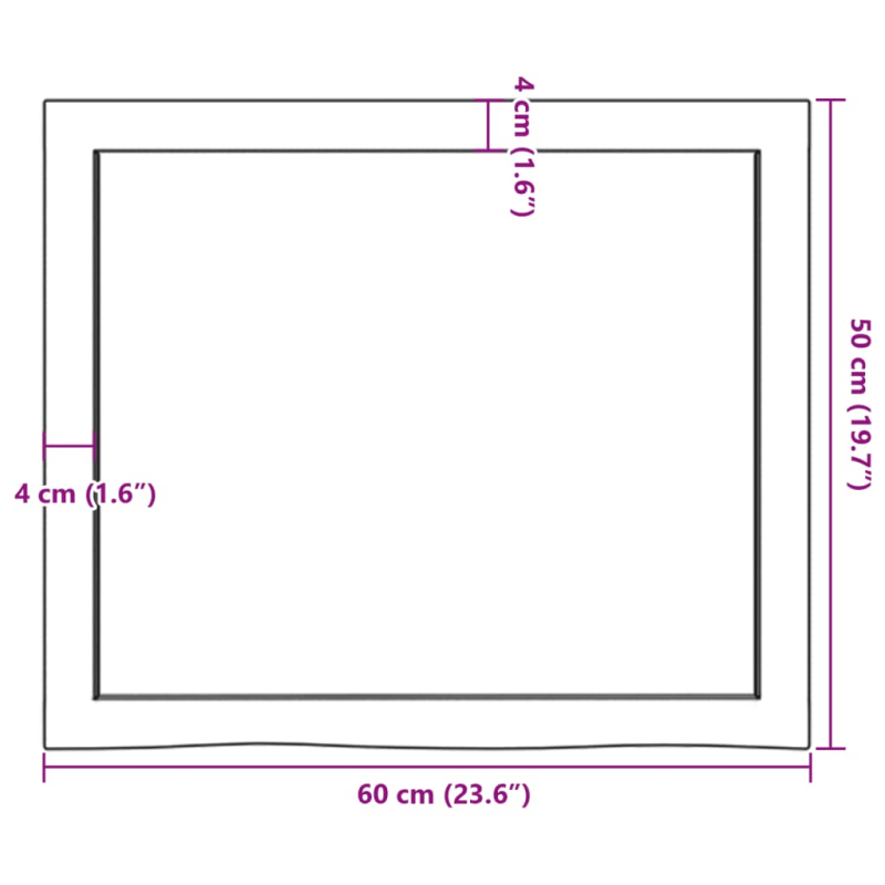 Waschtischplatte 60x50x(2-4) cm Massivholz Unbehandelt