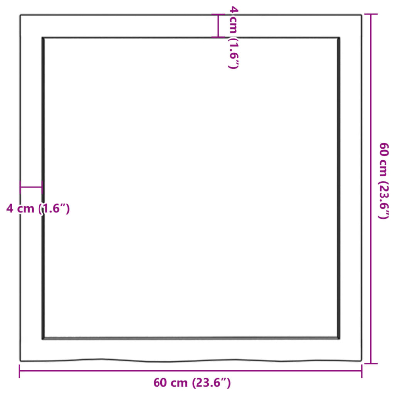 Waschtischplatte 60x60x(2-6) cm Massivholz Unbehandelt