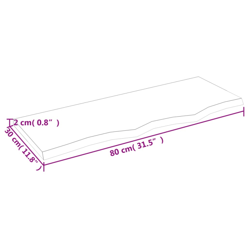 Waschtischplatte 80x30x2 cm Massivholz Unbehandelt