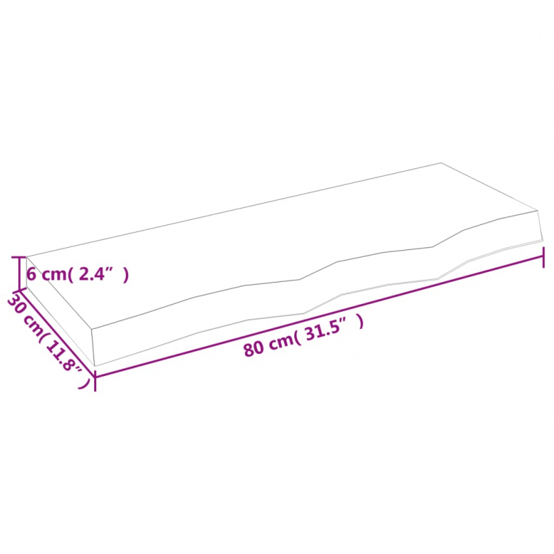 Waschtischplatte 80x30x(2-6) cm Massivholz Unbehandelt