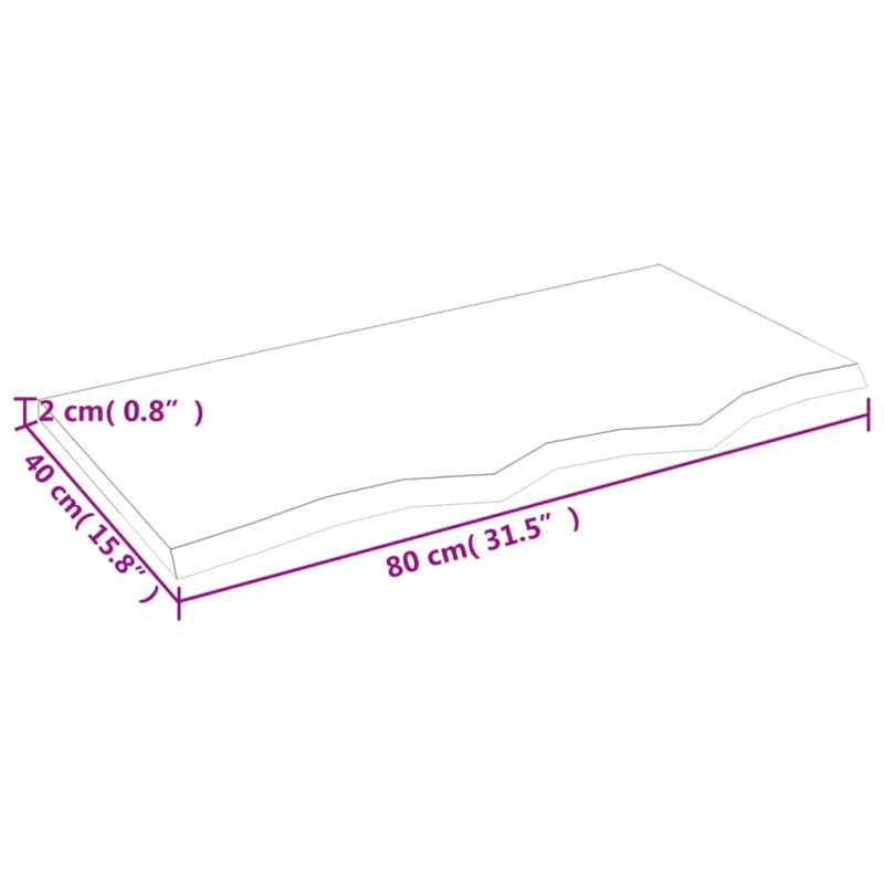 Waschtischplatte 80x40x2 cm Massivholz Unbehandelt
