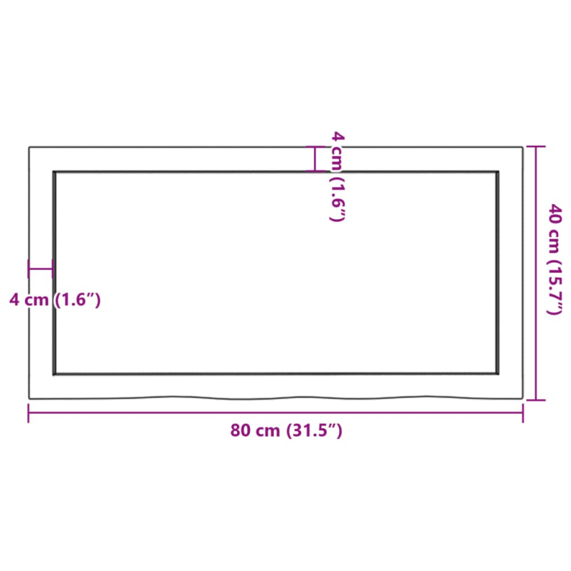 Waschtischplatte 80x40x(2-4) cm Massivholz Unbehandelt