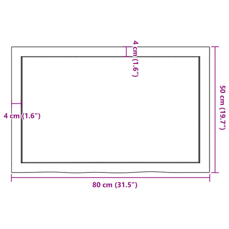 Waschtischplatte 80x50x(2-6) cm Massivholz Unbehandelt