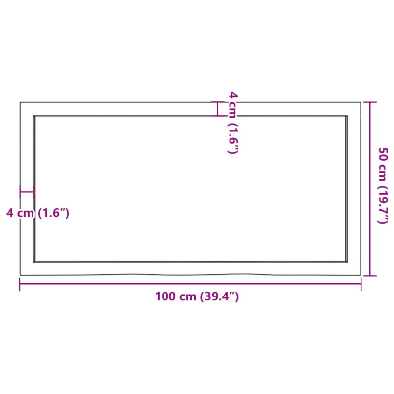 Waschtischplatte 100x50x(2-6) cm Massivholz Unbehandelt