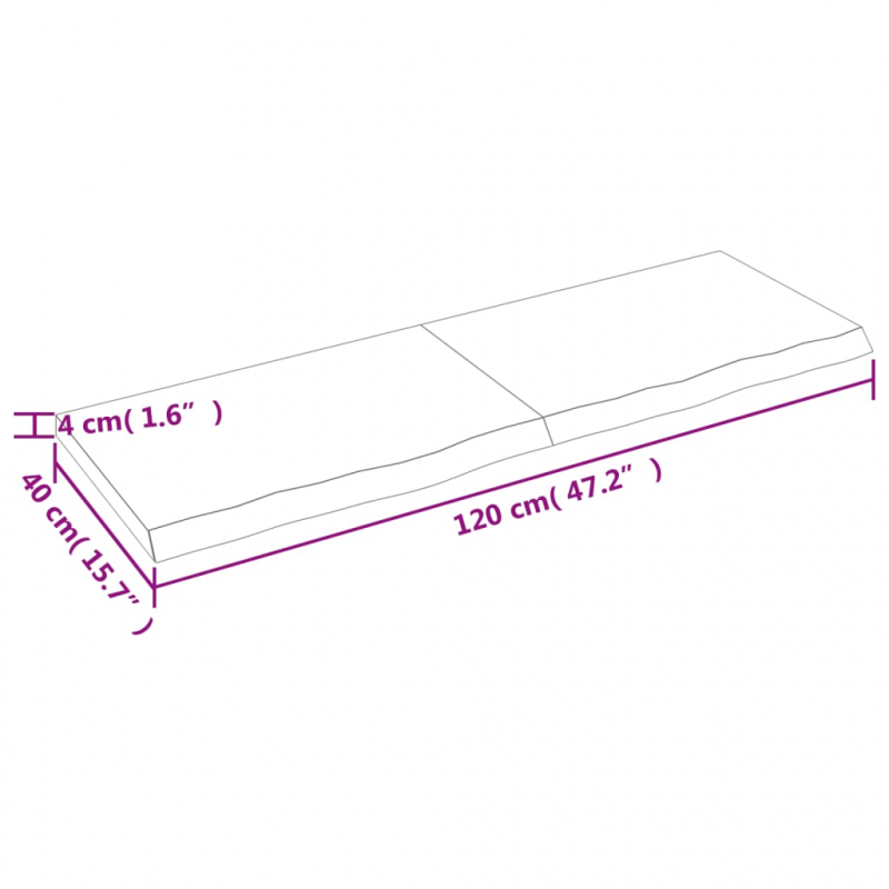 Waschtischplatte 120x40x(2-4) cm Massivholz Unbehandelt