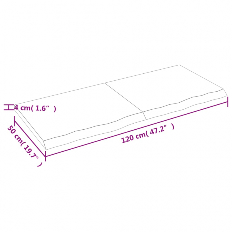 Waschtischplatte 120x50x(2-4) cm Massivholz Unbehandelt