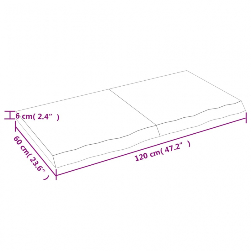 Waschtischplatte 120x60x(2-6) cm Massivholz Unbehandelt