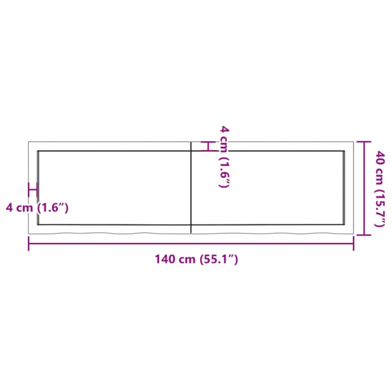 Waschtischplatte 140x40x(2-4) cm Massivholz Unbehandelt