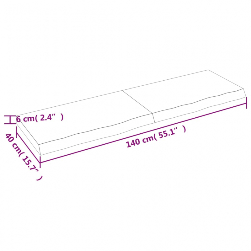 Waschtischplatte 140x40x(2-6) cm Massivholz Unbehandelt