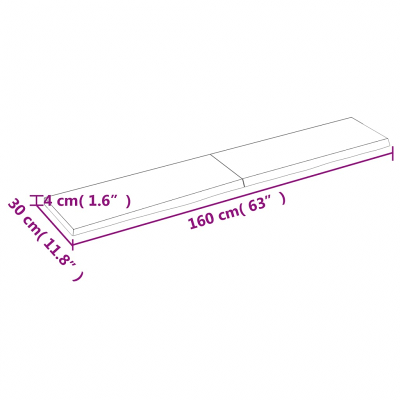 Waschtischplatte 160x30x(2-4) cm Massivholz Unbehandelt