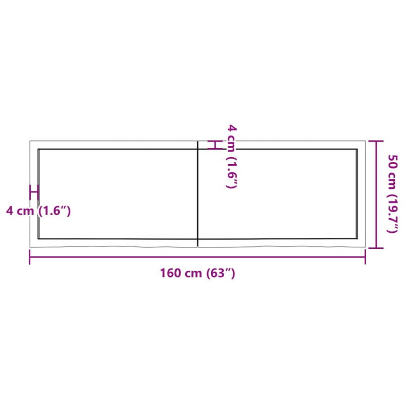Waschtischplatte 160x50x(2-4) cm Massivholz Unbehandelt