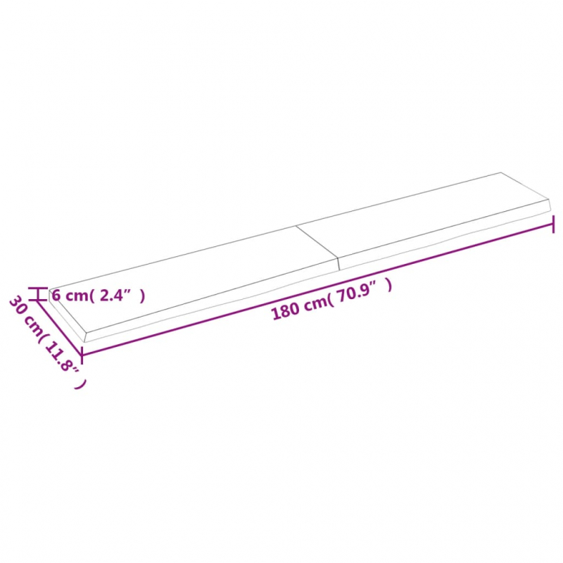 Waschtischplatte 180x30x(2-6) cm Massivholz Unbehandelt